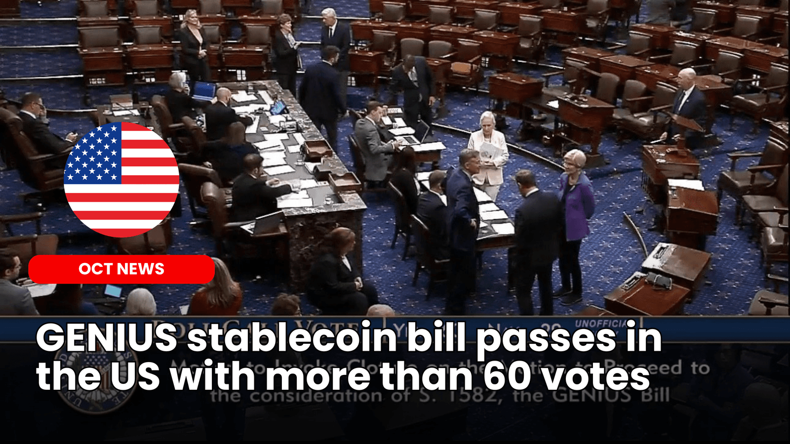 GENIUS stablecoin bill passes in the US with more than 60 votes