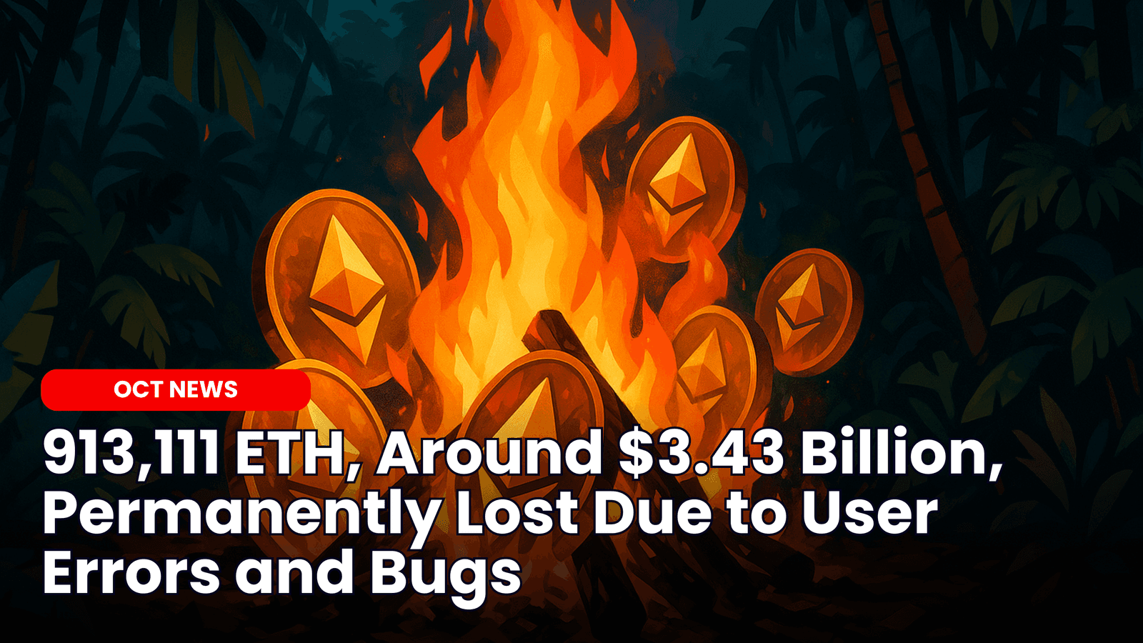 913,111 ETH, Around $3.43 Billion, Permanently Lost Due to User Errors and Bugs image