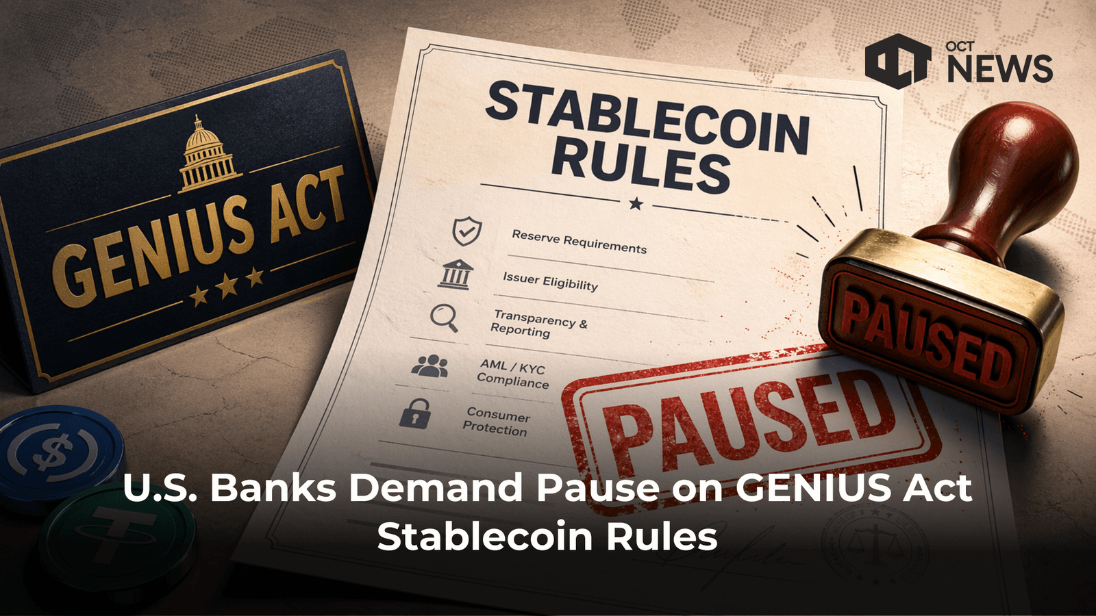 U.S. Banks Demand Pause on GENIUS Act Stablecoin Rules image