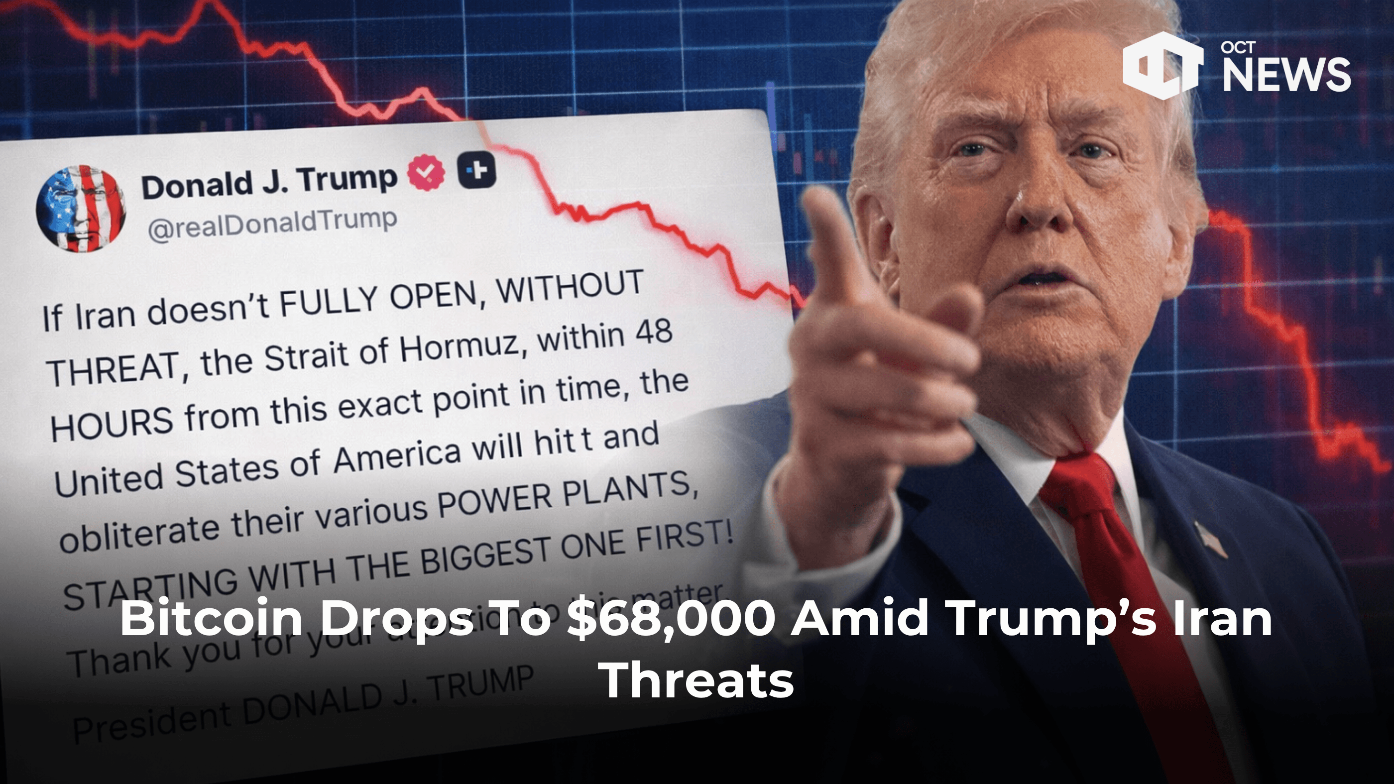 Bitcoin Drops Below $68K as Trump Issues Iran Ultimatum