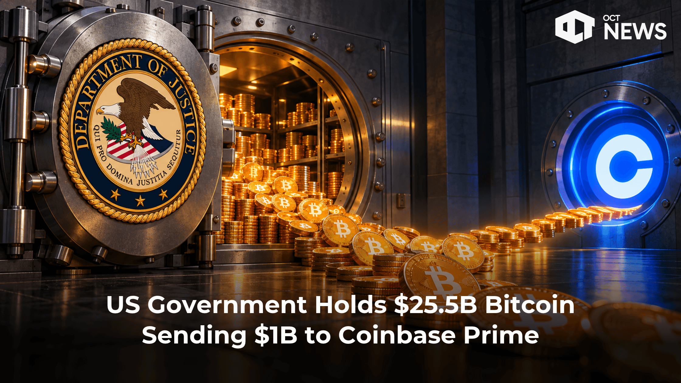 US Government Holds $25.5B Bitcoin Sending $1B to Coinbase Prime