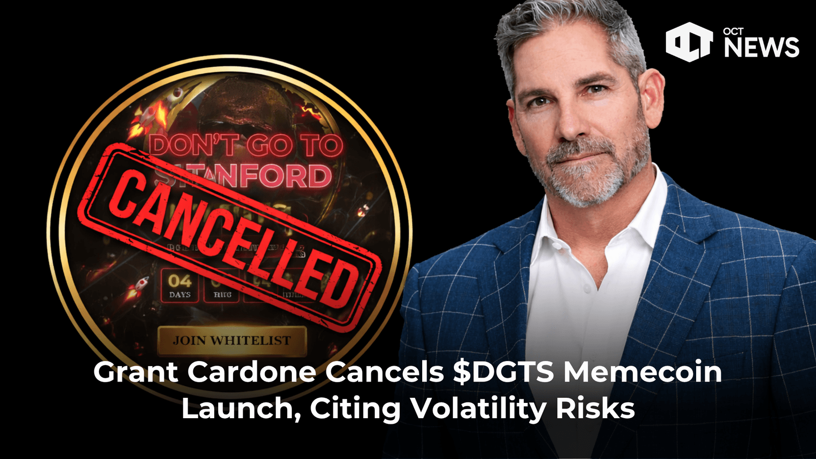 Grant Cardone Cancels $DGTS Memecoin Launch, Citing Volatility Risks