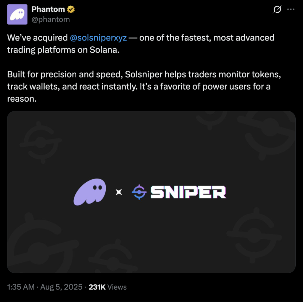 Our Crypto Talk | Phantom Acquires Solsniper to Expand Solana Trading  Capabilities