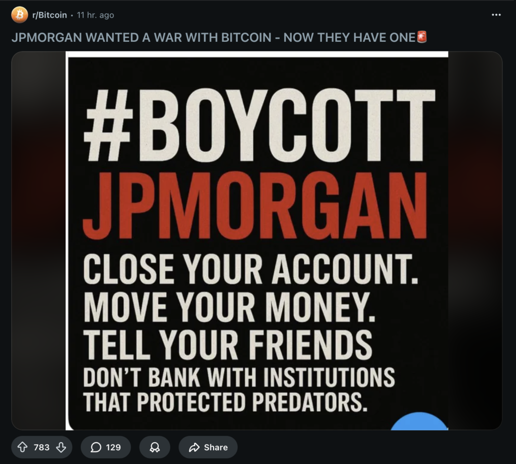 Our Crypto Talk | Bitcoin Community Launches #BoycottJPMorgan Campaign