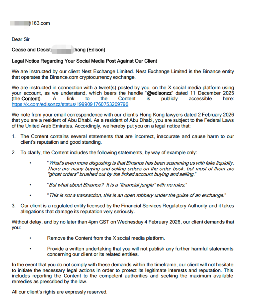 Rumors Emerge of Binance Considering Legal Action Against X Users Over Criticism