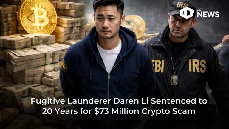 Fugitive Launderer Daren Li Sentenced to 20 Years for $73 Million Crypto Scam