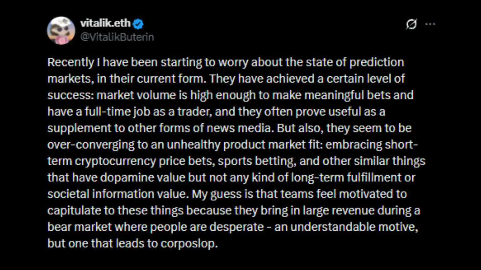 Vitalik on Prediction Markets