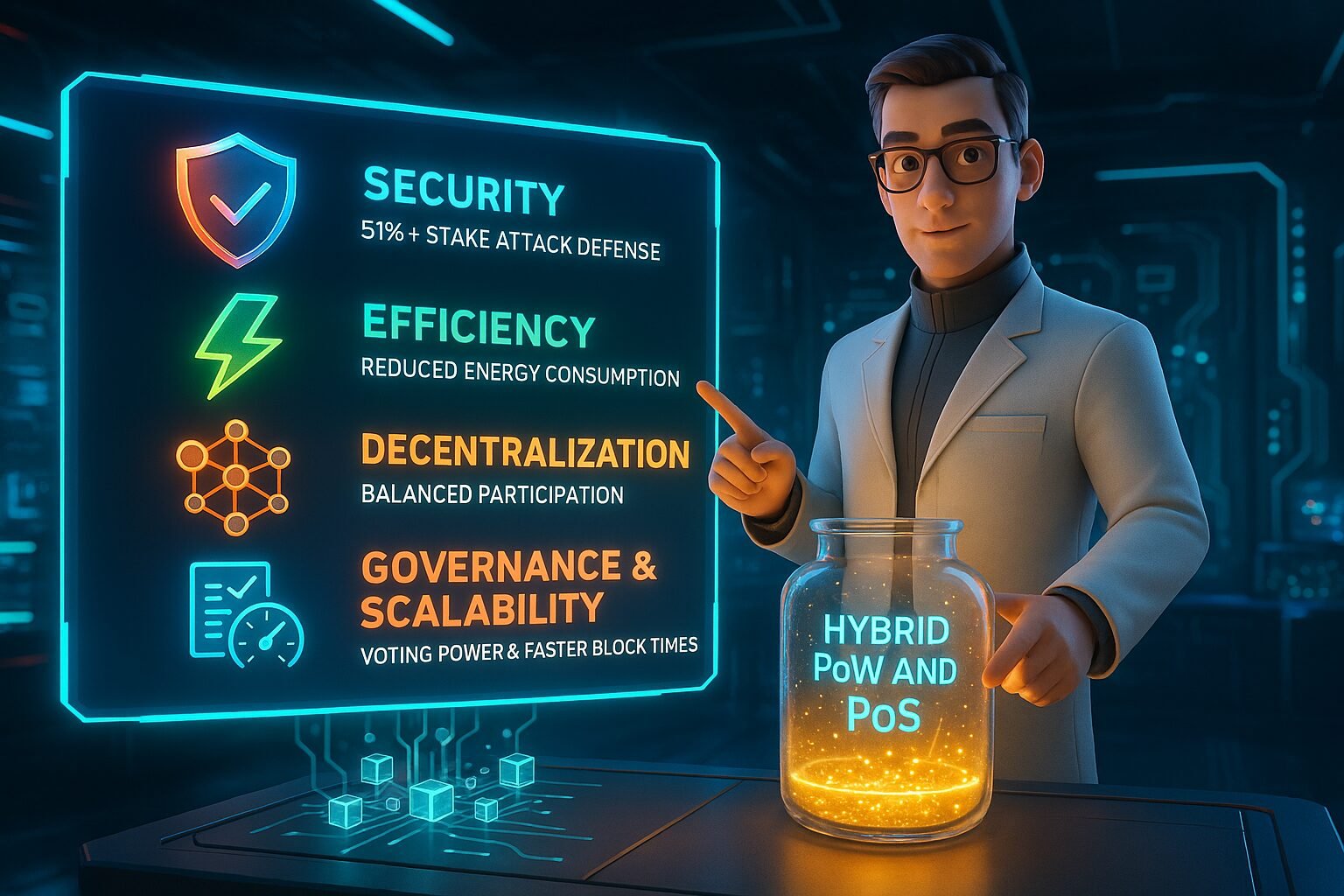 Advantages of hybrid PoW PoS