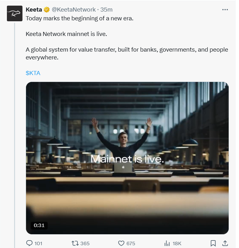Keeta Network mainnet launch