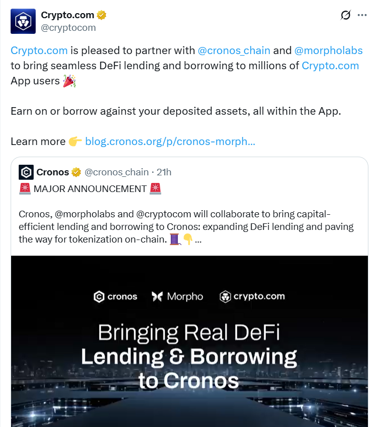 Crypto.com Morpho lending