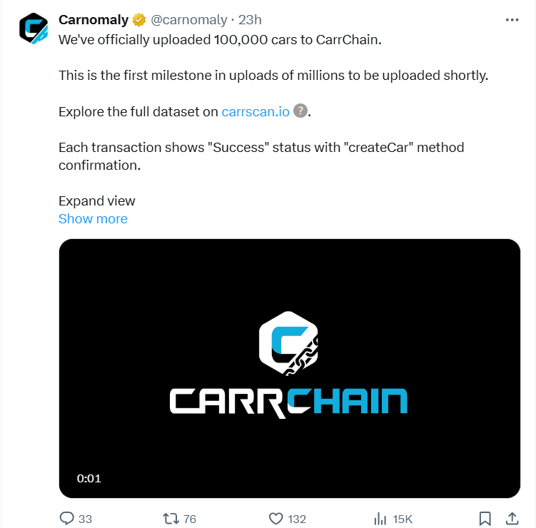 Carnomaly blockchain milestone